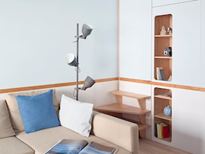 Małe mieszkanie z dwoma sypialniami - Mały szary salon, styl nowoczesny - zdjęcie od Homebook Design