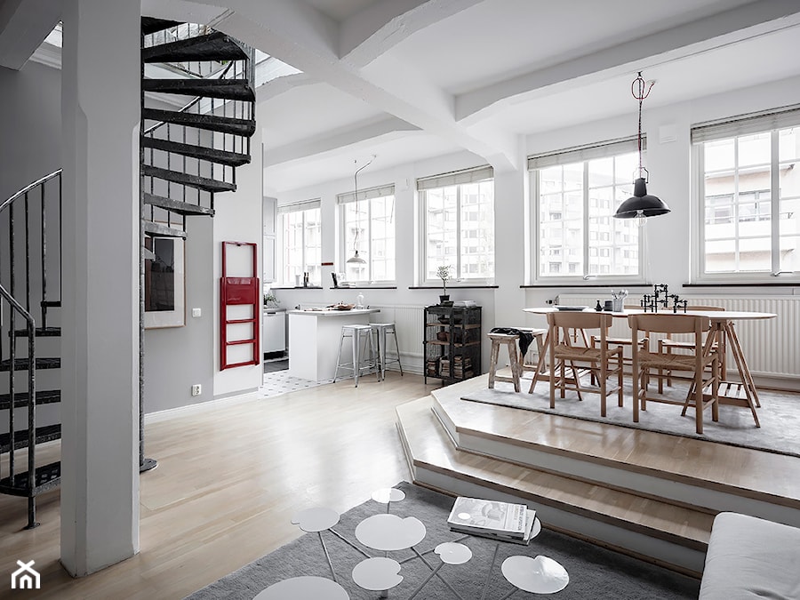 Mieszkać po szwedzku - Średnia biała jadalnia jako osobne pomieszczenie, styl skandynawski - zdjęcie od Homebook Design