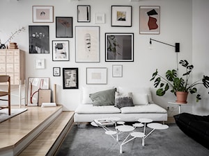 Mieszkać po szwedzku - Mały szary salon z jadalnią, styl skandynawski - zdjęcie od Homebook Design