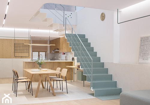 Dom w Szanghaju - Średnia biała jadalnia jako osobne pomieszczenie, styl nowoczesny - zdjęcie od Homebook Design