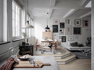 Mieszkać po szwedzku - Średnia szara jadalnia w salonie, styl nowoczesny - zdjęcie od Homebook Design
