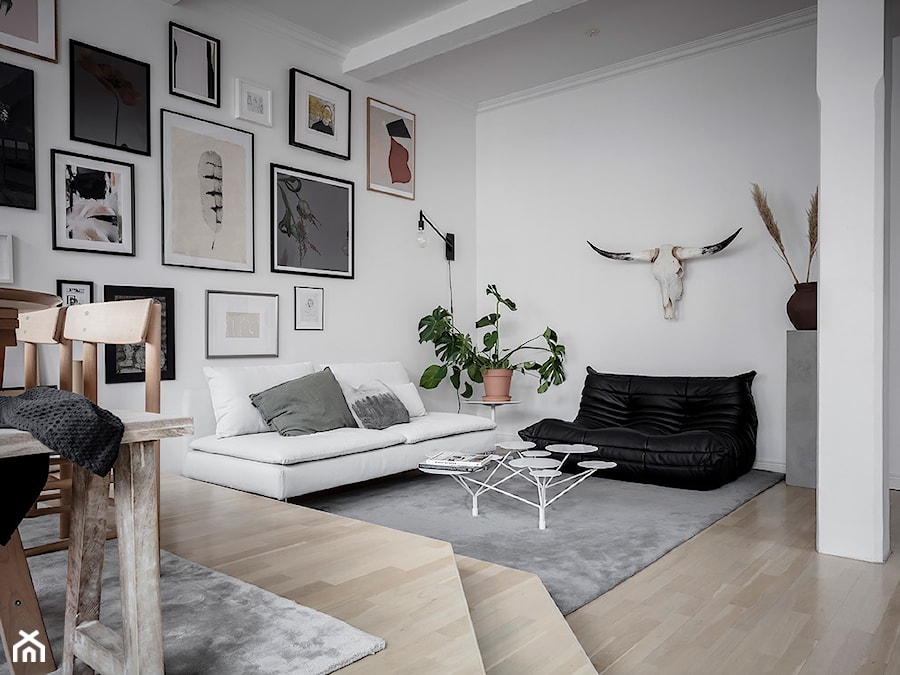 Mieszkać po szwedzku - Średni biały salon z jadalnią, styl skandynawski - zdjęcie od Homebook Design