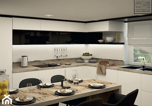 Kuchnia w bieli i czerni - zdjęcie od Kwadrat Design Studio