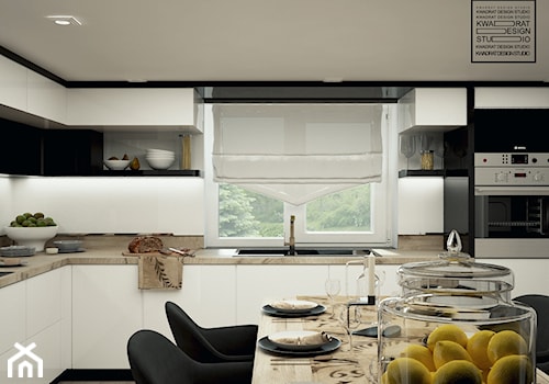 Kuchnia w bieli i czerni - zdjęcie od Kwadrat Design Studio