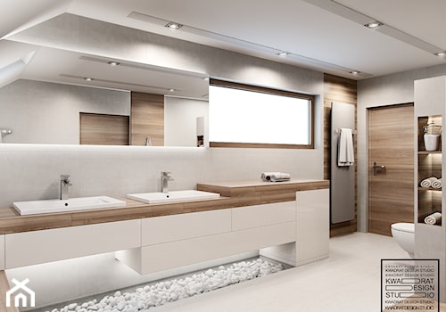 Biel i drewno w łazience - zdjęcie od Kwadrat Design Studio