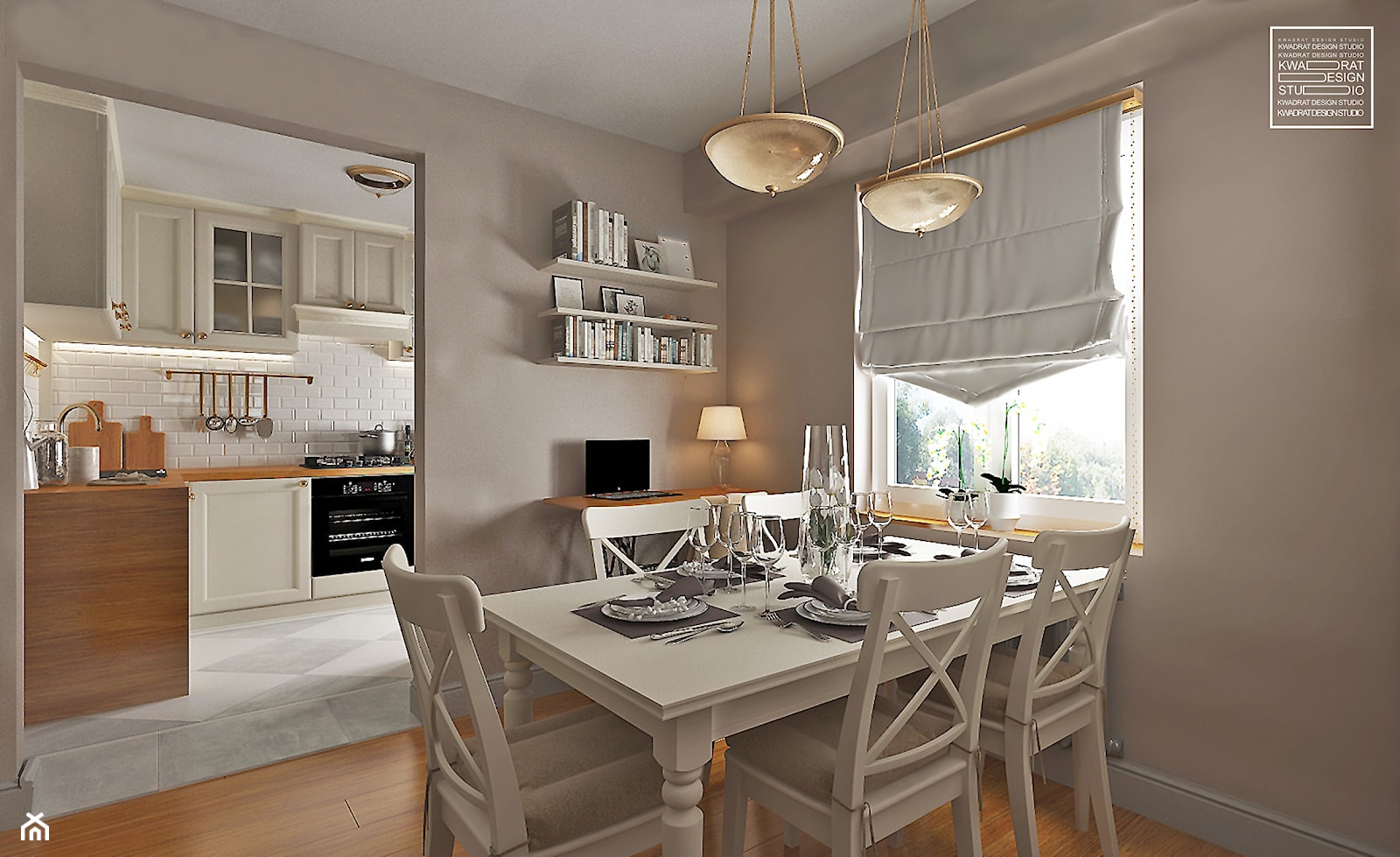 Kuchnia i jadalnia w stylu angielskim - zdjęcie od Kwadrat Design Studio - Homebook