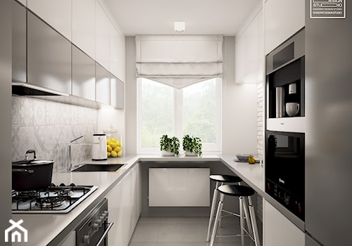 Biele i szarości w kuchni - zdjęcie od Kwadrat Design Studio