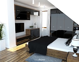 Projekt sypialni w czarnym połysku - zdjęcie od WIZUALHOME - Homebook