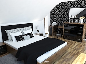 Projekt sypialni w czarnym połysku - zdjęcie od WIZUALHOME