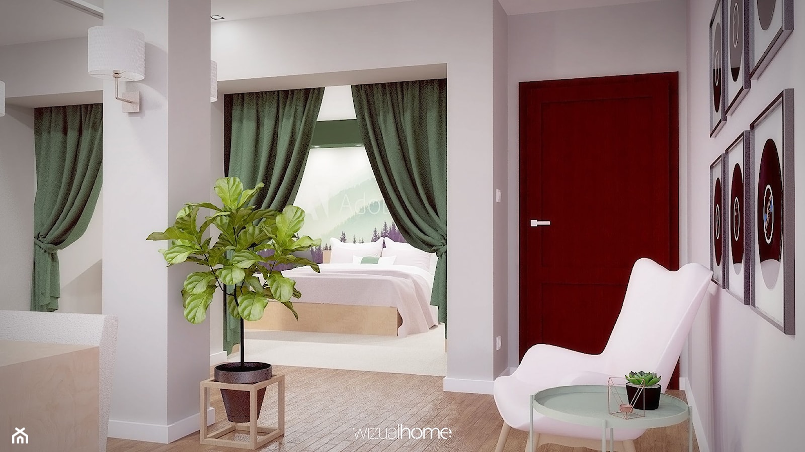 Sypialnia w zieleniach - zdjęcie od WIZUALHOME - Homebook