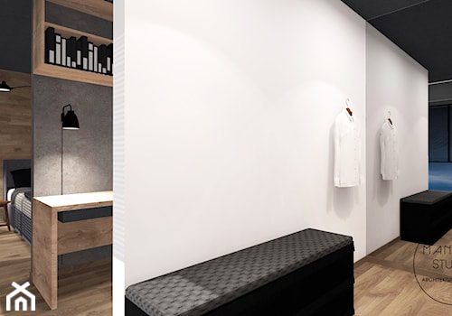 W MĘSKIM STYLU - Średnia garderoba przy sypialni, styl minimalistyczny - zdjęcie od MANIANAstudio