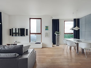 Sea Towers Nordic Apartment | REALIZACJA - Średni biały salon z jadalnią, styl nowoczesny - zdjęcie od GSG STUDIO | interiors & design