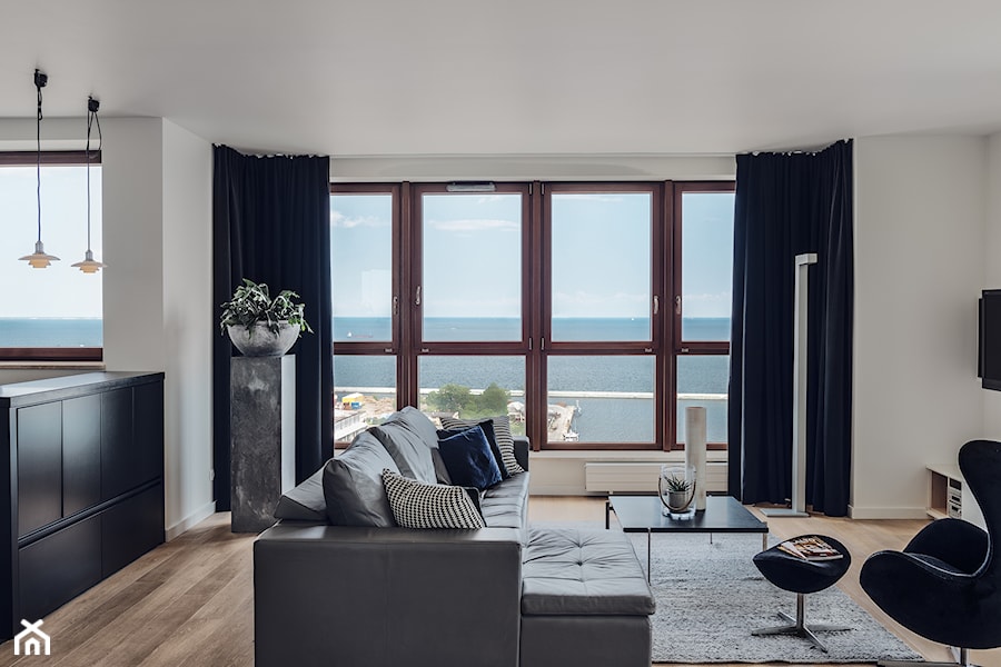 Sea Towers Nordic Apartment | REALIZACJA - Średni biały salon, styl nowoczesny - zdjęcie od GSG STUDIO | interiors & design