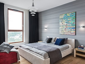 Sea Towers Nordic Apartment | REALIZACJA - Średnia biała szara sypialnia, styl nowoczesny - zdjęcie od GSG STUDIO | interiors & design