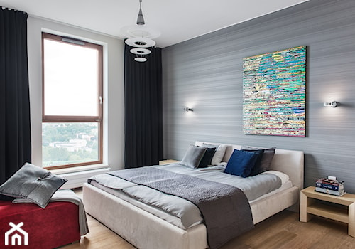 Sea Towers Nordic Apartment | REALIZACJA - Średnia biała szara sypialnia, styl nowoczesny - zdjęcie od GSG STUDIO | interiors & design