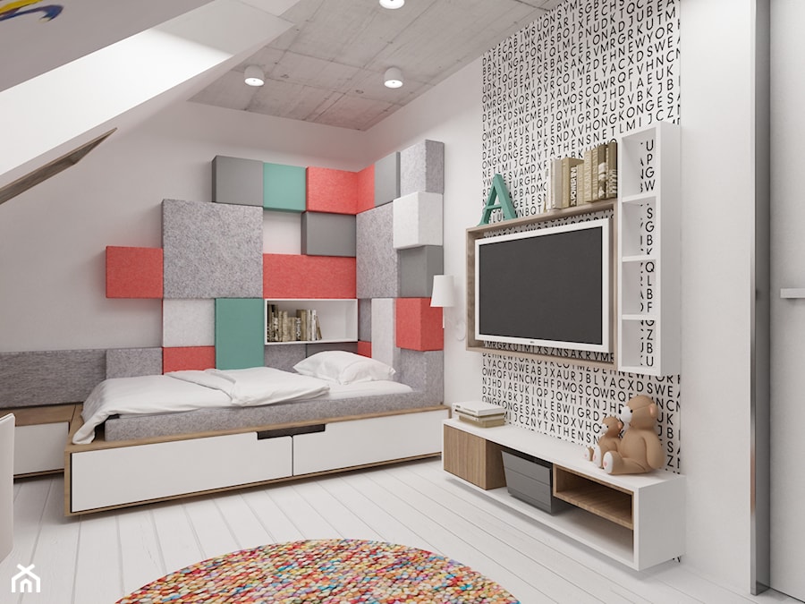 Minimalistyczny apartament - Gdańsk | Stare Miasto - Średni biały z panelami tapicerowanymi pokój dziecka dla nastolatka dla dziewczynki, styl nowoczesny - zdjęcie od GSG STUDIO | interiors & design