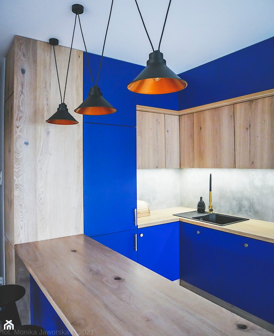 Niebieska kuchnia - Salon, styl skandynawski - zdjęcie od MonikaJaworska