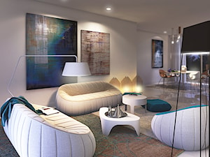 Aranżacja przestrzeni dziennej w domu jednordzinnym, we współpracy z Galerią Wnętrza - zdjęcie od Biendesign Pracownia Wnętrz