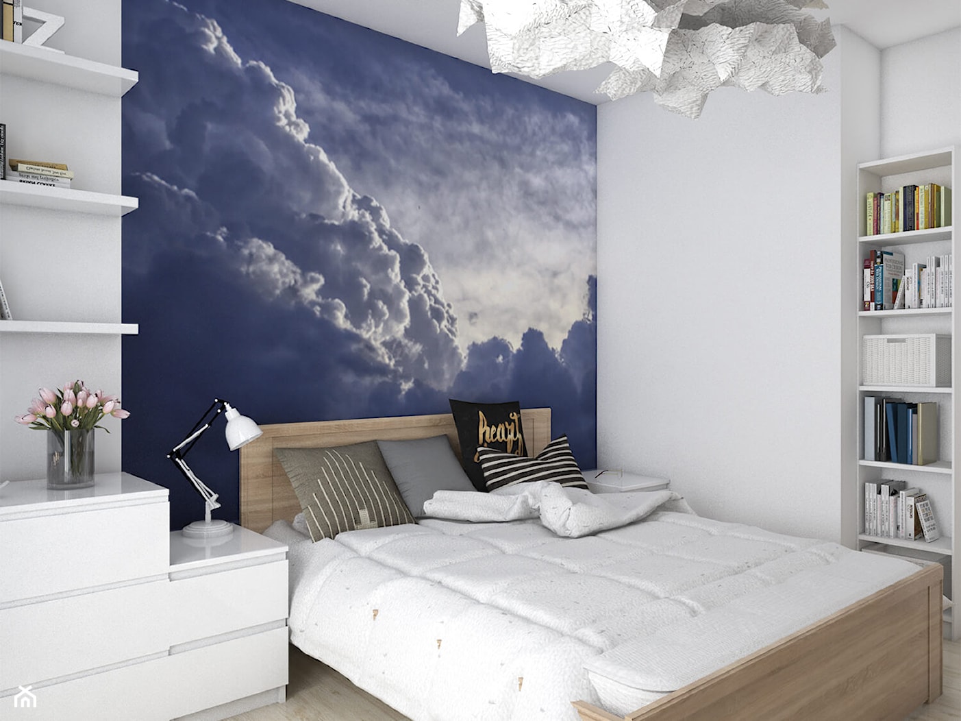 Sypialnia, tapeta w chmury - zdjęcie od OroConcept Anna Orowiecka-Stanisławska - Homebook