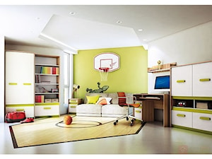 Duży biały żółty pokój dziecka dla nastolatka dla chłopca dla dziewczynki, styl nowoczesny - zdjęcie od meblujdom