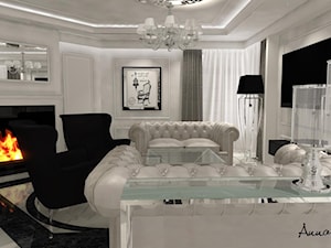 parter domu w stylu glamour - Duży biały salon, styl glamour - zdjęcie od conceptforhome