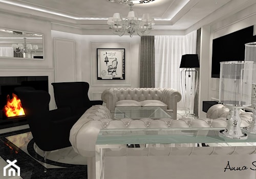 parter domu w stylu glamour - Duży biały salon, styl glamour - zdjęcie od conceptforhome