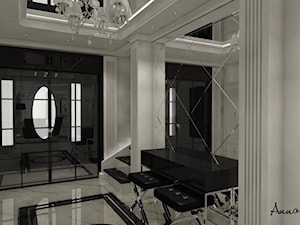 parter domu w stylu glamour - Duży biały czarny hol / przedpokój, styl glamour - zdjęcie od conceptforhome