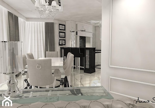 parter domu w stylu glamour - Średnia biała jadalnia w salonie, styl glamour - zdjęcie od conceptforhome