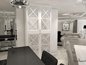 parter domu w stylu glamour - Średnia biała jadalnia w salonie w kuchni, styl glamour - zdjęcie od conceptforhome