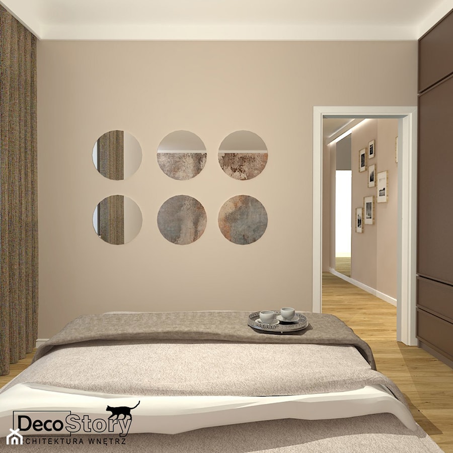 sypialnia w kolorach ziemi - zdjęcie od Decostory projekty wnętrz, konsultacje oraz szybkie metamorfozy