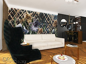salon z tapetą - zdjęcie od Decostory projekty wnętrz, konsultacje oraz szybkie metamorfozy