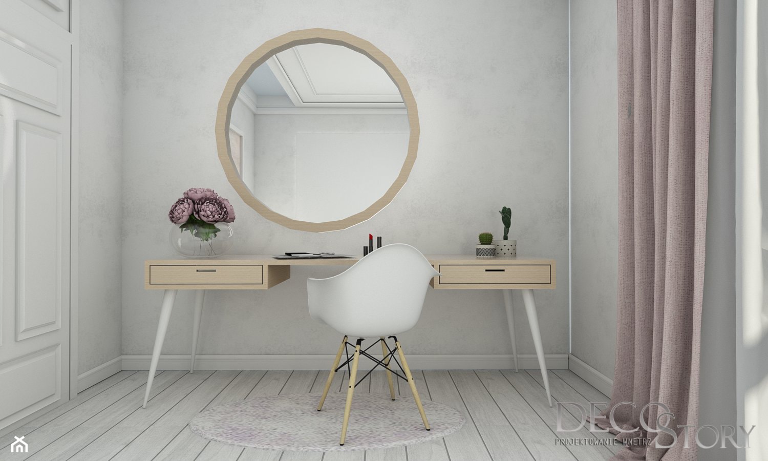 Pastelowa sypialnia kobieca - zdjęcie od Decostory projekty wnętrz, konsultacje oraz szybkie metamorfozy - Homebook