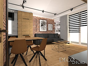 Męskie mieszkanie - Salon, styl industrialny - zdjęcie od Decostory projekty wnętrz, konsultacje oraz szybkie metamorfozy