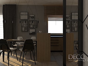 kuchnia i salon w czerni i dębie - zdjęcie od Decostory projekty wnętrz, konsultacje oraz szybkie metamorfozy