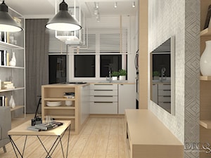 kolorowy salon z kuchnią i sypialnia - Salon, styl nowoczesny - zdjęcie od Decostory projekty wnętrz, konsultacje oraz szybkie metamorfozy