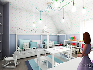 pokój dla bliżniakó na poddaszu - Pokój dziecka, styl skandynawski - zdjęcie od Decostory projekty wnętrz, konsultacje oraz szybkie metamorfozy