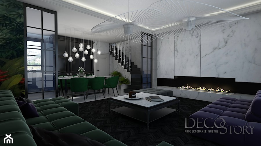 Elegancki salon w marmurze - zdjęcie od Decostory projekty wnętrz, konsultacje oraz szybkie metamorfozy