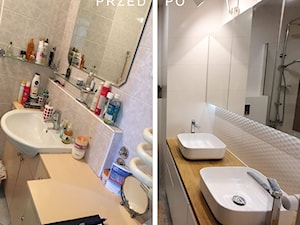 spora łazienka z widoczną pralką - zdjęcie od Decostory projekty wnętrz, konsultacje oraz szybkie metamorfozy