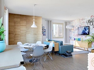 Apartament pokazowy - Mały biały salon z jadalnią, styl nowoczesny - zdjęcie od Oh Yes! Interiors Barbara Habura