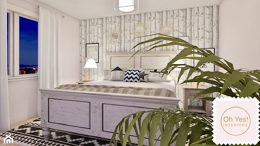 Mała biała szara sypialnia, styl skandynawski - zdjęcie od Oh Yes! Interiors Barbara Habura