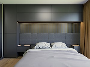 Sypialnia w wezgłowiem i lamelami - zdjęcie od Novastrefa - Architektura Wnętrz