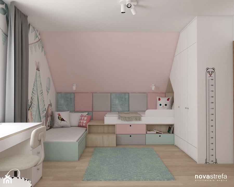 Łóżka dla dziewczynek ze schowkami - zdjęcie od Novastrefa - Architektura Wnętrz