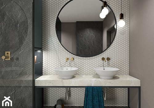 Łazienka - Mała bez okna z lustrem z dwoma umywalkami łazienka, styl nowoczesny - zdjęcie od Novastrefa - Architektura Wnętrz