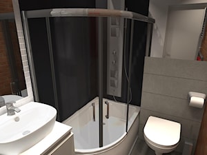 Łazienka z cegłą - Mała na poddaszu bez okna z lustrem łazienka - zdjęcie od Dobry Plan