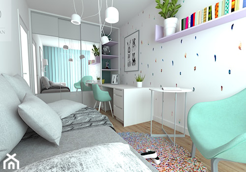 Pokój nastolatki - Średni biały pokój dziecka dla nastolatka dla dziewczynki, styl nowoczesny - zdjęcie od Dobry Plan