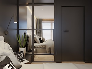 Enter the game - Średnia beżowa czarna sypialnia, styl minimalistyczny - zdjęcie od EDYCJA studio