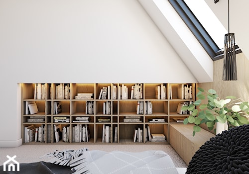 Origami - Mała biała sypialnia na poddaszu, styl minimalistyczny - zdjęcie od EDYCJA studio