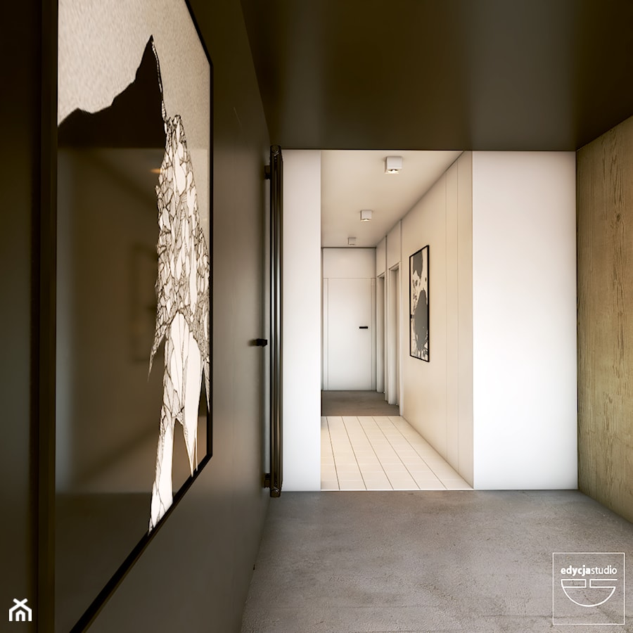 Industrial vibe - Duży biały czarny hol / przedpokój, styl minimalistyczny - zdjęcie od EDYCJA studio