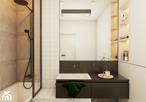 Industrial vibe - Mała na poddaszu bez okna z lustrem łazienka, styl nowoczesny - zdjęcie od EDYCJA studio