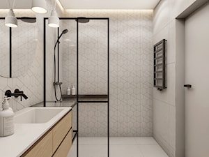Enter the game - Średnia bez okna z lustrem z punktowym oświetleniem łazienka, styl industrialny - zdjęcie od EDYCJA studio